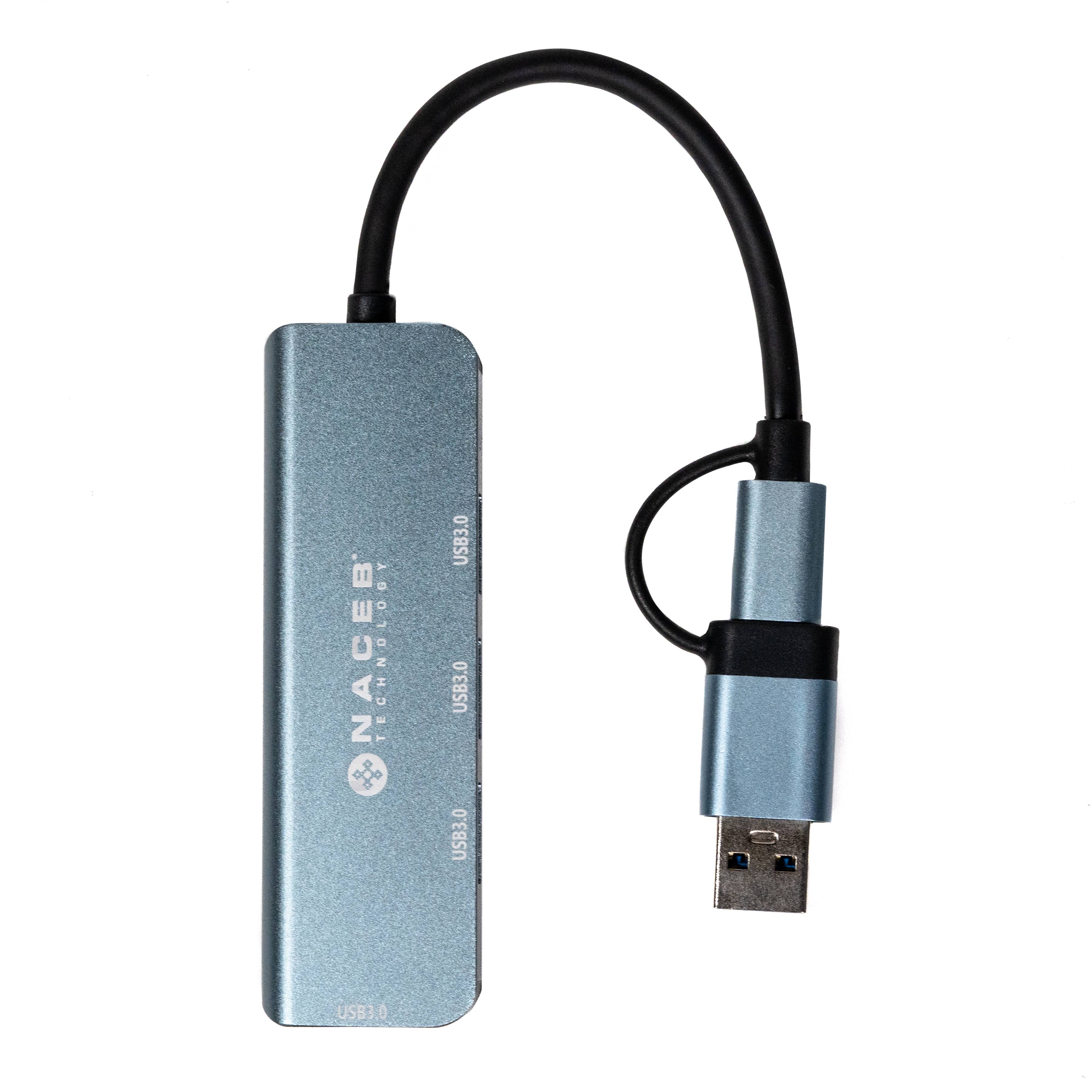 NACEB Hub Usb-C/A A 4 Puertos Usb 3.0 NA-0126 - NACEB Hub Usb-C/A A 4 Puertos Usb 3.0 NA-0126 -